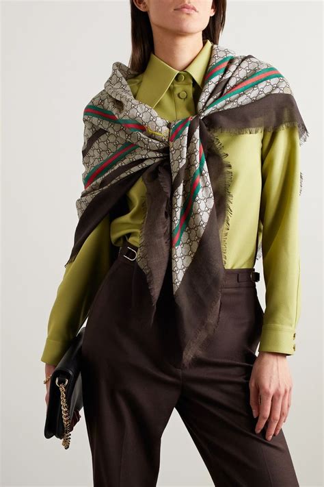 echarpes gucci femme|gucci frayed scarf.